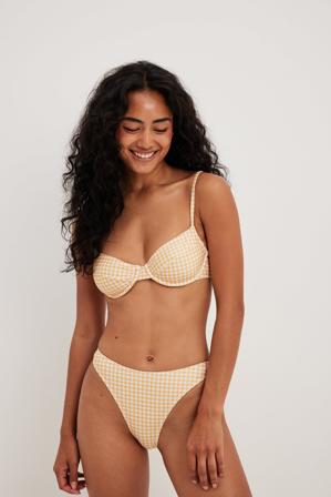 Camille Botten x NA-KD Bas de bikini à carreaux - Collections des influenceuses - Orange,CheckeRouge - X-Large