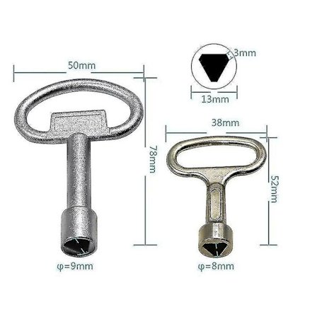 6 stk. Metal Trekantnøgle, Trekantnøgle, Målerboksnøgle, Gasmålernøgle, Til Gas Vand Elektrisk Målerkabinet Vandventilnøgle Chassis Kabinet Do