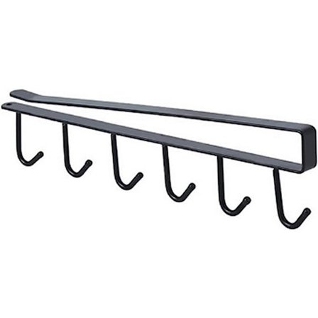 Musta/valkoinen rauta 6 koukkua keittiön mukin pidikkeeseen ripustettava kylpyhuone ripustin Organizer oven hylly irrotettu säilytysteline (väri: 