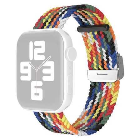 Apple Watch (45 mm) klockarmband i cool nylon - Regnbågsfärg