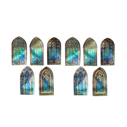 10 kpl Vintage-ikkunakehystarroja PET-koristetarroja Esteettiset tarrat Scrapbooking-tarvikkeet Albumisuunnittelijoille DIY-koristelu Sininen