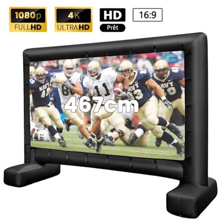 COSTWAY Udendørs Inflatable Projektionsskærm 316 x 179 cm 16:9 4K HD Dobbelt-Sidet Skærm - Ventilator 150W, Transporttaske