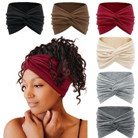 Brede pannebånd for kvinner - Bohemstil - 6-pakning - Store turbanpannebånd - Strikker - Fritidsklær - Sportsklær - Kosmetikk - Yogatilbehør