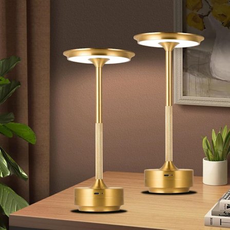 Trådløs Bordlampe, Dimbar, Metall, USB Oppladbar - 1/2stk_TF_TF