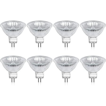 Halogenpære Gu5.3 Mr16 35w 12v varm hvit 2800k Dimbar, deksel 400 lumen 2-pin erstatningsfrontlykt, 8 stk Cisea