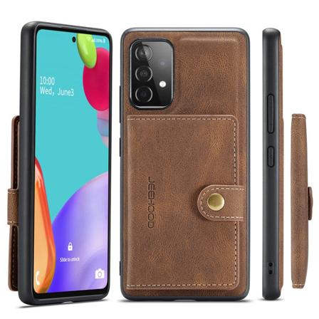 Käytännöllinen magneettinen kansi korttilokerolla - Samsung Galaxy A72 Brun
