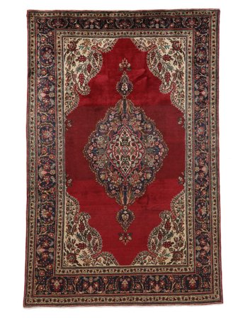 Noué À La Main Tabriz Tapis 202X308 Persan De Laine Noir/Rouge Foncé