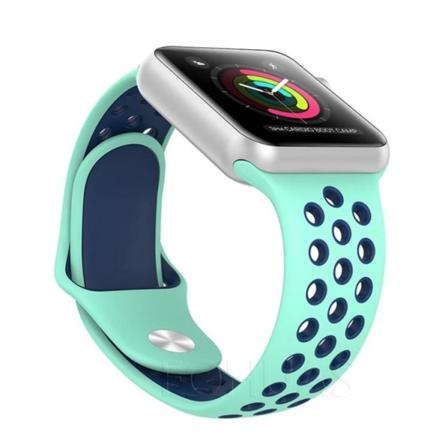Apple Watch 42mm - ROYBEN's Stilrena Silikonarmband Mint/Blå M