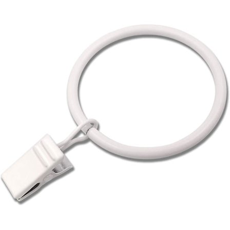 Højkvalitets, helt ny 20-pak hvide gardinringe med klemmer, gardinkroge bøjler klemringe til ophængning af draperier rosetter hatte, draperi