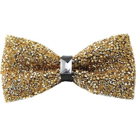 Smykker Gull Rhinestone Sløyfe for Menn - Ferdigknyttede Paljettsløyfer for Menn med Justerbar Lengde, Smykkesløyfe