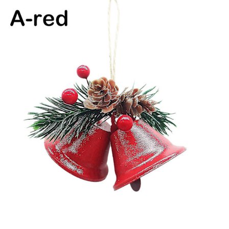 Kultaiset Jingle Bells -rautaiset riipukset joulukuusen koristeluun; (punainen) (1 kpl)