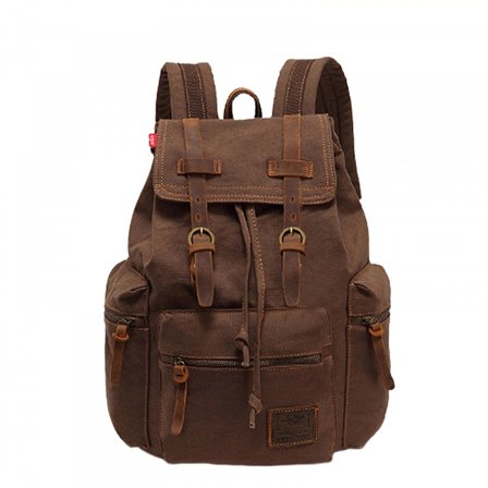Stor kapacitet Canvas Retro Ryggsäck - För Camping, Vandring, Laptop, Ryggsäck, Student Ryggsäck - Kaffe