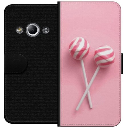 Kompatibel Tegnebogsetui til Samsung Galaxy Xcover 3 Rosa og hvide kogler på rosa baggrund - Sødt slik motiv i pastel