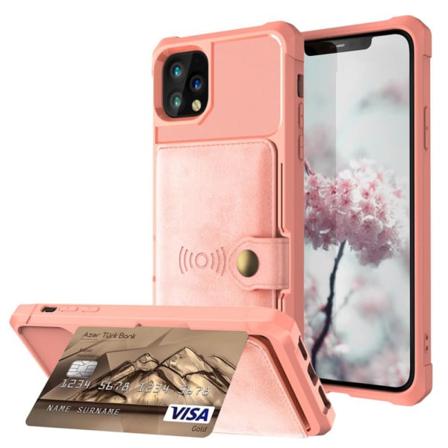 iPhone 11 Pro Max - Skyddande Skal med Kortfack Roséguld