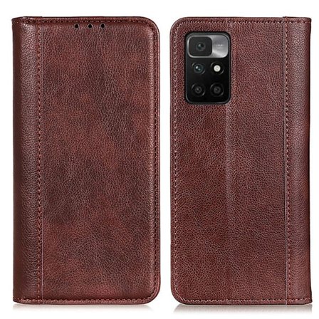 Aito nahkakotelo magneettisuljuksella Xiaomi Redmi 10 - Ruskea