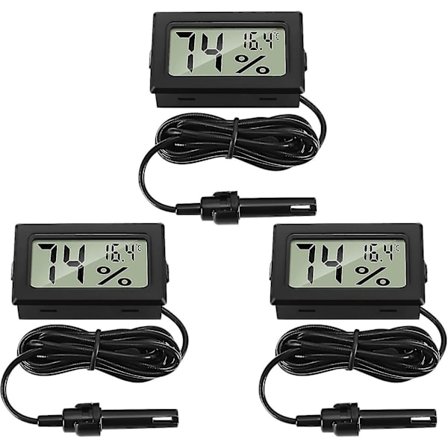 3 stk Digital Termometer Hygrometer Mini Sonden Termometer Temperatur Hygrometer Reptil Inkubator Fjørfe Kontor Stue