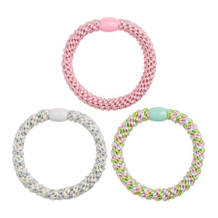 KICKS Beauty Woven Hair Tie Pink and White Mix 3 Pack, Hår, Hårpynt, Hårelastikker