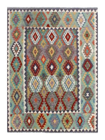 Kilim Afghan Old Style Rug Oriental Green/Black (Wool, Afghanistan)