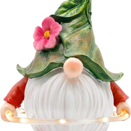 Solcelledrevet hagegnomstatue med LED-solharpiks hula hoop-gnomer med KLB