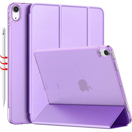 iPad Air 4 Fodral 2020 - iPad Air 4:e generation Fodral 10,9 tum Lätt Smalt Omslag Med Genomskinlig Frostad Hård Bak [stöder Touch ID](Klöver Lila