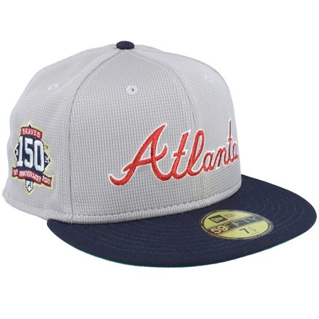 New Era - MLB Grey fitted Czapka Z Daszkiem - Atlanta Braves Pivot Mesh Crown Grey/Navy Fitted @ Hatstore