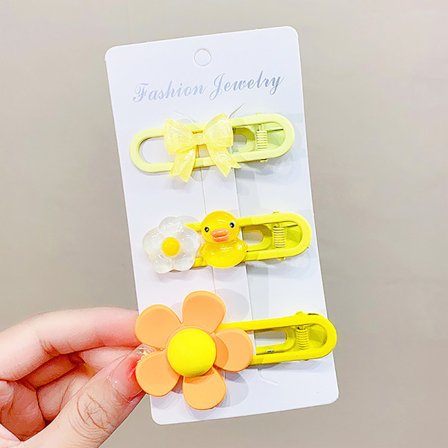 IC 1 set Candy Color Bowknot Flower Barrettes för flickor e Flower H Yellow