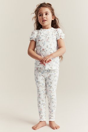 Kappahl | Legginsy w kwiaty, z koronką | Offwhite