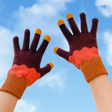Vinterfortykkede og varme handsker, til kvindelige studerende, søde solsikke strikkede touchscreen-handsker.