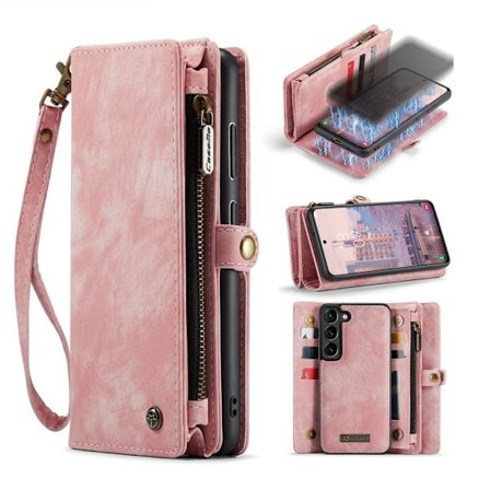 CASEME Kompatibel med Galaxy S23 Cover/Cover Magnet 2i1 Multifunktionel Pink