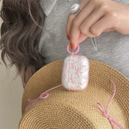 1 stk. Kompatibel med AirPods 4 Klar Etui, Sødt Båndsløjfe Smukt Æstetisk Design med Sløjfe Kærligheds Hjerte Nøglering, Blødt TPU Beskyttende 