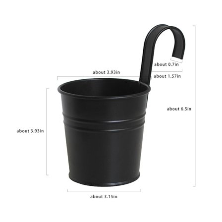 Metall Järn Blomma Vägghängande Flower s Pot Krok Hink Plåt Gar Black Onesize