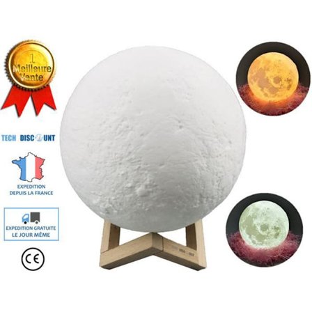 3D månlampa - TECH DISCOUNT - 20cm - 16 färger - Touch-fjärrkontroll - LED nattljus