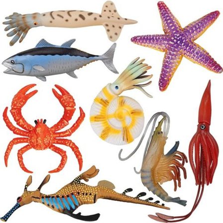 Sjødyr leketøysett 8 stykker plast sjødyr modeller leker