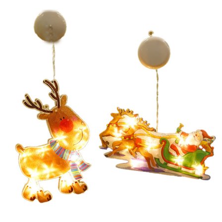 Julevinduesdekorationslys, sugekop vindueshængende lyskæde julefest dekorationsgave, lille