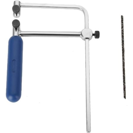 Käsisaaha – pieni kuviosaha – säädettävä korusaha – U-runko ja 2 spiraalisahanterää – puun, lasin ja metallin työstöön (ASB400)