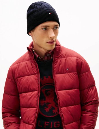 Tommy Hilfiger Th Flag Cable Knit Beanie - Navy - ONE SIZE