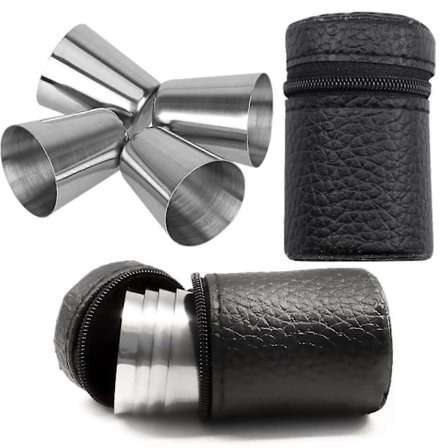4 kpl Ruostumattomasta Teräksestä Valmistettuja Juomalaseja Schnapps-Lasi Särkymätön Kannettava Mini-Shot-Lasi Leirintään Matkustamiseen Ulkoiluun 