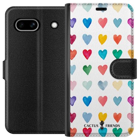 Kompatibel Tegnebogsetui til Google Google Pixel 7a Cactus and Friends - Watercolor Love Grid