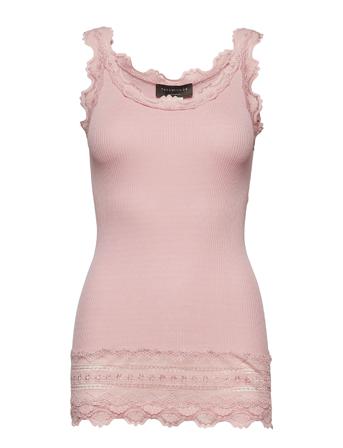 Silk Top Medium W/Wide Lace T-shirts & Tops Sleeveless Rosa Rosemunde