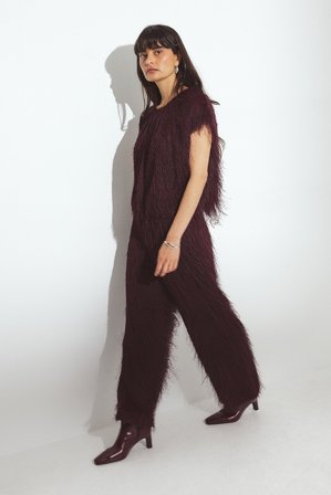 Erica Kvam x NA-KD Fuzzy Loose Hose mit mittlerer Taille - Hose mit geradem bein - Lila - EU 34