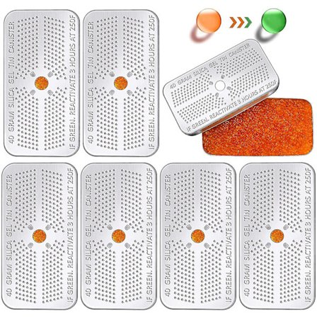 Kryc 6 pak 40 gram indikator silikagel tørremiddel beholder affugter orange indikator tørremiddel genanvendelig fugtabsorberende pose til bil skab ca