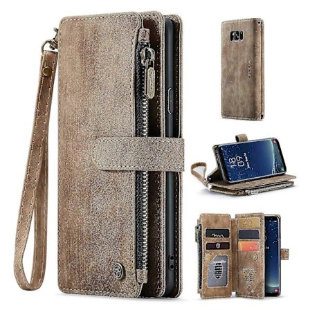 Telefon Lommebokveske med Glidelås for Samsung Galaxy S8, Flere Kortspor Anti-fall Telefondeksel