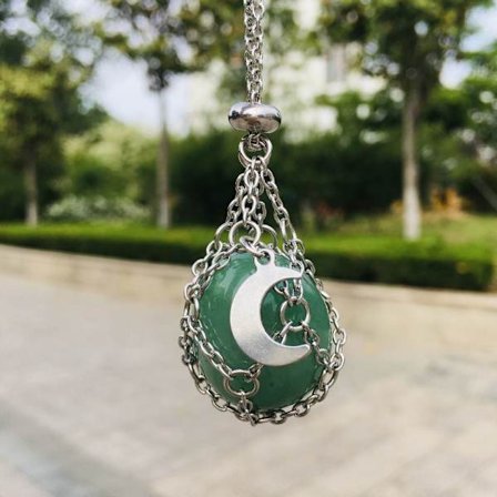 Crystal Holder Cage Necklace Crystal Net Metal Halsband SILVER