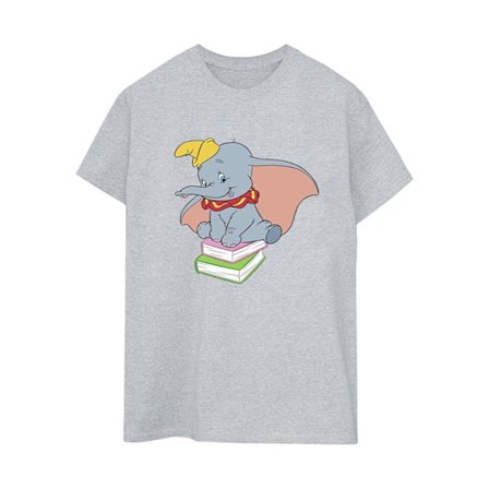 Disney Dam/Damer Dumbo Sitter På Böcker Bomull Boyfriend T-