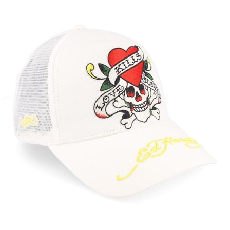 Ed Hardy - White trucker Czapka Z Daszkiem - Love-slowly Offwhite Trucker @ Hatstore