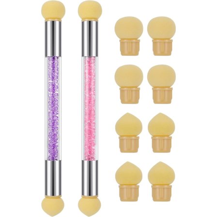 2st dubbelhuvud svamp nagelborstar med 8 ersättningssvampar B