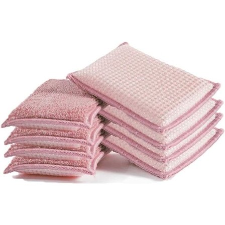 6 stk. Antibakterielle skrubbesvampe Mikrofiberpuder Lugtfri børste Ideel til non-stick stegepander Stegepander Gryder med sugekrog-Pink