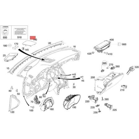 A20568016078q96 Dash-høyttalerdekselnett for C Glc W205 W253 2015-2021 Instrumentpanel Horn Cent