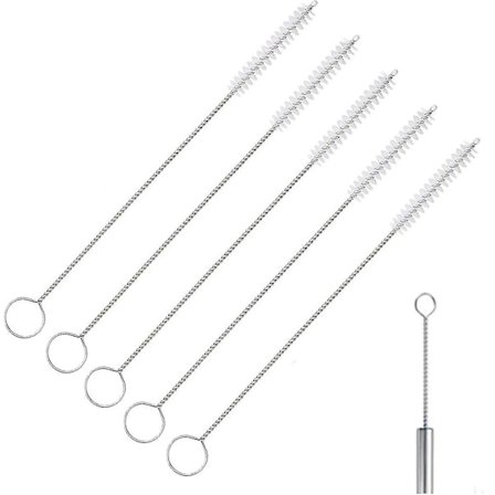 Børster for rengjøring av sugerør i rustfritt stål