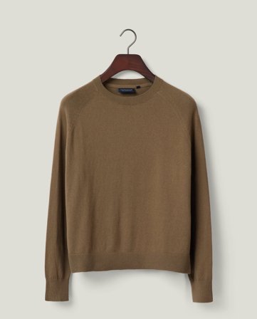Lexington Raglan-sweater i bomuld/cashmere-blanding, mørkegrøn